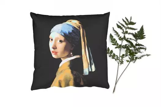 MuchoWow Декоративная подушка Диванная подушка Декоративная подушка для гостиной 45 x 45 см Девушка с жемчужной сережкой - Картины - Старые мастера - Вермеер - Чехлы на подушки - Декоративные чехлы на подушки - Декоративные чехлы на подушки