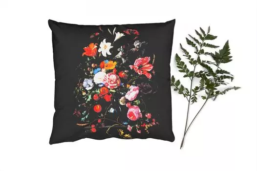 MuchoWow Декоративная подушка Диванная подушка Декоративная подушка для гостиной 60 x 60 см Старые мастера - Искусство - Ваза с цветами - Ян Давидс де Хем - Чехол на подушку - Хлопчатобумажная ткань - Декоративные наволочки