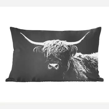 MuchoWow Декоративная подушка Диванная подушка Декоративная подушка для гостиной 60 x 40 см Шотландский горец - Корова - Черный - Белый - Животные - Чехлы на подушки - Декоративные чехлы на подушки - Декоративные чехлы на подушки