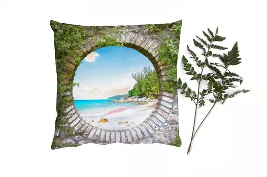 MuchoWow Декоративная подушка Диванная подушка Декоративная подушка для гостиной 50 x 50 см Пляж - Море - Вид - Лето - Наволочки - Украшение - Спальня