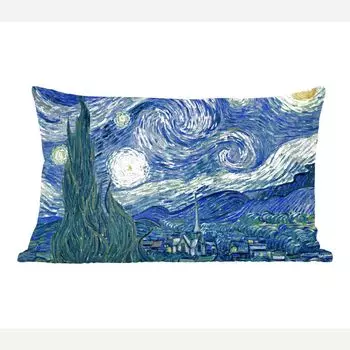 MuchoWow Декоративная подушка Диванная подушка Декоративная подушка для гостиной 60 x 40 см Звездная ночь - Картины - Старые мастера - Винсент Ван Гог - Чехлы на подушки - Декоративные наволочки - Декоративные наволочки