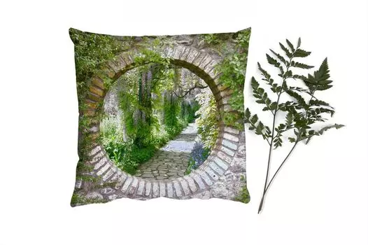MuchoWow Декоративная подушка Диванная подушка Декоративная подушка для гостиной 60 x 60 см Лес - Камни - Вид - Дорожка - Чехол на подушку - Хлопчатобумажная ткань - Декоративные наволочки
