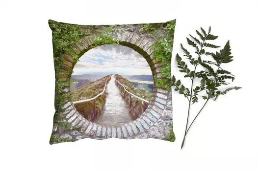 MuchoWow Декоративная подушка Диванная подушка Декоративная подушка для гостиной 45 x 45 см Мост - Море - Вид - Лето - Чехлы для подушек - Декоративные чехлы для подушек - Декоративные чехлы для подушек