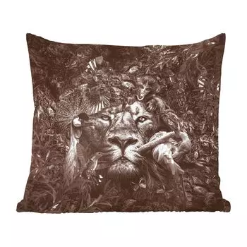 MuchoWow Декоративная подушка Диванная подушка Декоративная подушка для гостиной 50 x 50 см Животное - Африка - Черный - Белый - Наволочки - Украшение - Спальня