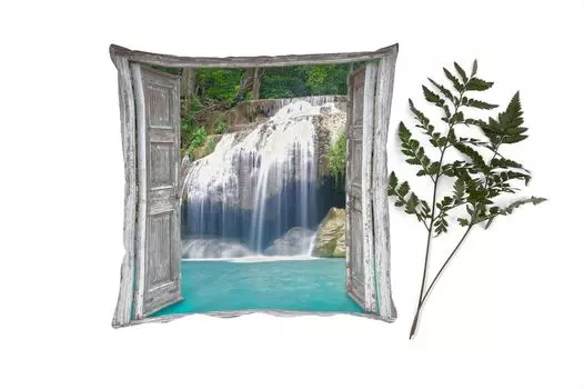 MuchoWow Декоративная подушка Диванная подушка Декоративная подушка для гостиной 45 x 45 см Вид - Водопад - Природа - Пейзаж - Чехлы на подушки - Декоративные чехлы на подушки - Декоративные чехлы на подушки