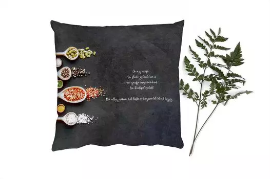 MuchoWow Декоративная подушка Диванная подушка Декоративная подушка для гостиной 60 x 60 см Пословицы - Бабушкин рецепт - Цитаты - Кулинария - Чехлы на подушки - Хлопчатобумажная ткань - Декоративные наволочки