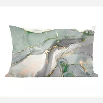 MuchoWow Декоративная подушка Диванная подушка Декоративная подушка для гостиной 50 x 30 см Золото - Мрамор - Зеленый - Роскошь - Блеск - Под мрамор - Чехлы на диванные подушки - без наполнителя, мультиколор