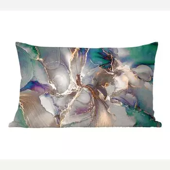 MuchoWow Декоративная подушка Диванная подушка Декоративная подушка для гостиной 60 x 40 см Золото - Синий - Мрамор - Чехлы для подушек - Декоративные чехлы для подушек - Декоративные чехлы для подушек
