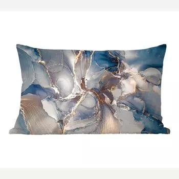 MuchoWow Декоративная подушка Диванная подушка Декоративная подушка для гостиной 50 x 30 см Мрамор - Серый - Синий - Роскошный - Золотой - Чехлы на диванные подушки - без наполнителя
