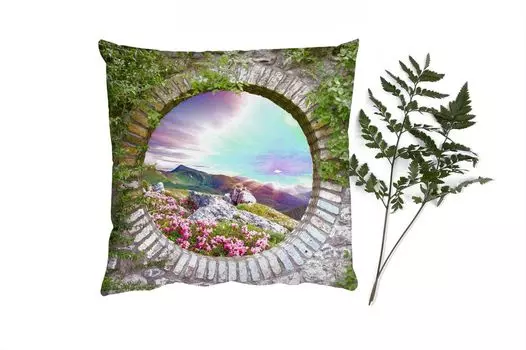 MuchoWow Декоративная подушка Диванная подушка Декоративная подушка для гостиной 50 x 50 см Пейзаж - Цветы - Вид - Горы - Наволочки - Украшение - Спальня