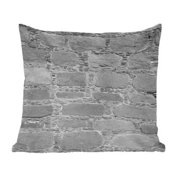 MuchoWow Декоративная подушка Диванная подушка Декоративная подушка для гостиной 45 x 45 см Стена - Камень - Античный - Черный - Белый - Чехлы на подушки - Декоративные чехлы на подушки - Декоративные чехлы на подушки