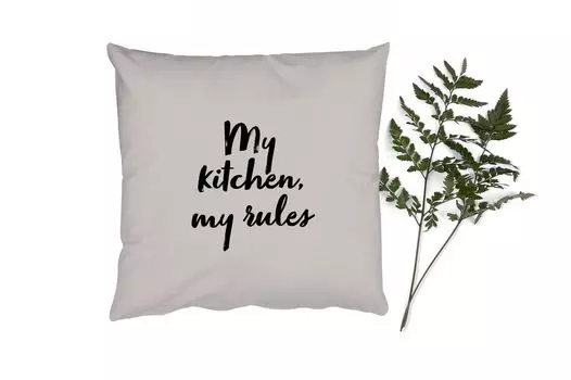 MuchoWow Декоративная подушка Диванная подушка Декоративная подушка для гостиной 60 x 60 см Моя кухня, мои правила - Кулинария - Цитаты - Пословицы - Повар - Чехлы на подушки - Хлопчатобумажная ткань - Декоративные наволочки