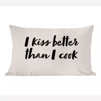 MuchoWow Декоративная подушка Диванная подушка Декоративная подушка для гостиной 60 x 40 см Цитаты - Пословицы - Я целуюсь лучше, чем готовлю - Поцелуй - Чехлы на подушки - Декоративные чехлы на подушки - Декоративные чехлы на подушки, мультикол...