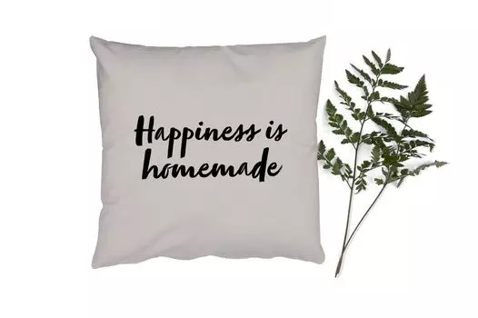 MuchoWow Декоративная подушка Диванная подушка Декоративная подушка для гостиной 45 x 45 см Цитаты - Пословицы - Счастье дома - Счастье - Чехлы на подушки - Декоративные чехлы на подушки - Декоративные чехлы на подушки, мультиколор