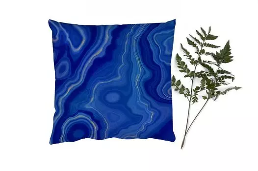 MuchoWow Декоративная подушка Диванная подушка Декоративная подушка для гостиной 60 x 60 см Синий - Агат - Камни - Чехол на подушку - Хлопчатобумажная ткань - Декоративные наволочки