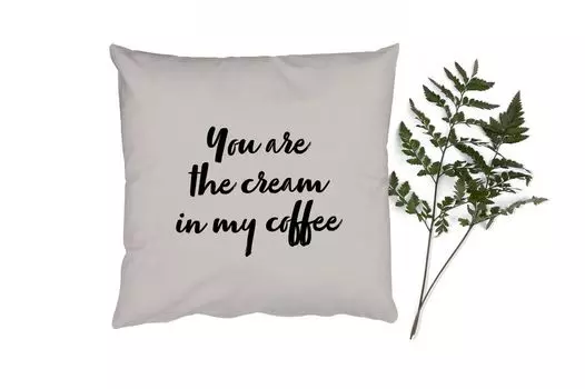 MuchoWow Декоративная подушка Диванная подушка Декоративная подушка для гостиной 45 x 45 см Цитаты - Флирт - Пословицы - Кофе - Ты сливки в моем кофе - Чехлы на подушки - Декоративные чехлы на подушки - Декоративные чехлы на подушки