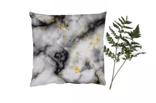 MuchoWow Декоративная подушка Диванная подушка Декоративная подушка для гостиной 60 x 60 см Агат - Золото - Мрамор - Драгоценные камни - Чехол на подушку - Хлопчатобумажная ткань - Декоративные наволочки