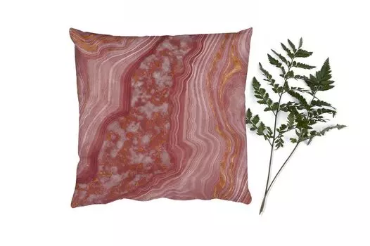 MuchoWow Декоративная подушка Диванная подушка Декоративная подушка для гостиной 45 x 45 см Розовое золото - Агат - Драгоценный камень - Абстракция - Чехлы для подушек - Декоративные чехлы для подушек - Декоративные чехлы для подушек