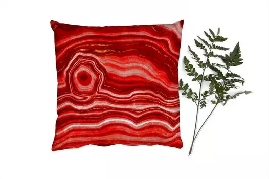 MuchoWow Декоративная подушка Диванная подушка Декоративная подушка для гостиной 60 x 60 см Красный - Агат - Драгоценные камни - Чехол на подушку - Хлопчатобумажная ткань - Декоративные наволочки