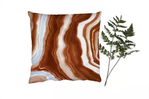 MuchoWow Декоративная подушка Диванная подушка Декоративная подушка для гостиной 45 x 45 см Агат - Коричневый - Золото - Геодовый камень - Чехлы для подушек - Декоративные чехлы для подушек - Декоративные чехлы для подушек