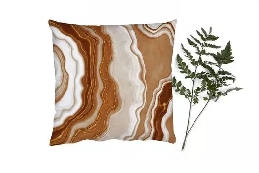 MuchoWow Декоративная подушка Диванная подушка Декоративная подушка для гостиной 60 x 60 см Драгоценные камни - Коричневый - Агат - Камень - Чехол на подушку - Хлопчатобумажная ткань - Декоративные наволочки