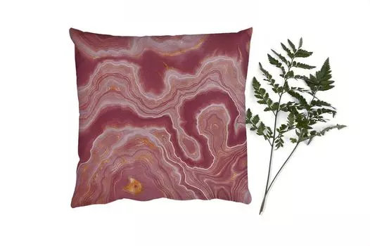 MuchoWow Декоративная подушка Диванная подушка Декоративная подушка для гостиной 60 x 60 см Агат - Абстракция - Камни - Розовый - Чехол на подушку - Хлопчатобумажная ткань - Декоративные наволочки