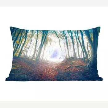 MuchoWow Декоративная подушка Диванная подушка Декоративная подушка для гостиной 60 x 40 см Лес - Туман - Солнце - Осень - Чехлы на подушки - Декоративные чехлы на подушки - Декоративные наволочки