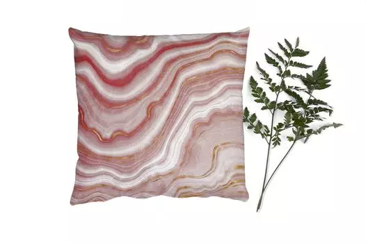MuchoWow Декоративная подушка Диванная подушка Декоративная подушка для гостиной 60 x 60 см Агат - Розовый - Драгоценные камни - Кристалл - Чехол на подушку - Хлопчатобумажная ткань - Декоративные наволочки