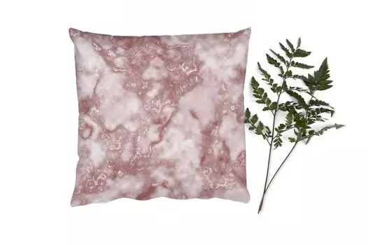 MuchoWow Декоративная подушка Диванная подушка Декоративная подушка для гостиной 60 x 60 см Розовое золото - Блеск - Мрамор - Агат - Чехол на подушку - Хлопчатобумажная ткань - Декоративные наволочки
