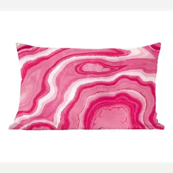 MuchoWow Декоративная подушка Диванная подушка Декоративная подушка для гостиной 50 x 30 см Розовый - Жеода - Агатовый камень - Драгоценные камни - Чехлы на диванные подушки - без наполнителя