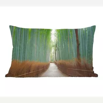 MuchoWow Декоративная подушка Диванная подушка Декоративная подушка для гостиной 60 x 40 см Бамбук - Дорожка - Лес - Чехлы для подушек - Декоративные чехлы для подушек - Декоративные чехлы для подушек