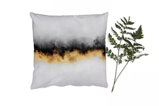 MuchoWow Декоративная подушка Диванная подушка Декоративная подушка для гостиной 60 x 60 см Золото - Шик - Абстракция - Черный - Белый - Роскошь - Чехлы на подушки - Хлопчатобумажная ткань - Декоративные наволочки