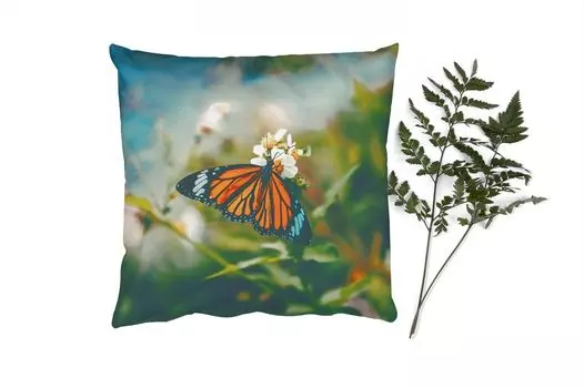 MuchoWow Декоративная подушка Диванная подушка Декоративная подушка для гостиной 50 x 50 см Бабочка - Цветы - Сад - Чехлы на подушки - Украшение - Спальня