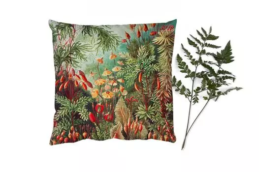 MuchoWow Декоративная подушка Диванная подушка Декоративная подушка для гостиной 60 x 60 см Цветы - Искусство - Винтаж - Природа - Ботаника - Чехлы на подушки - Хлопчатобумажная ткань - Декоративные наволочки