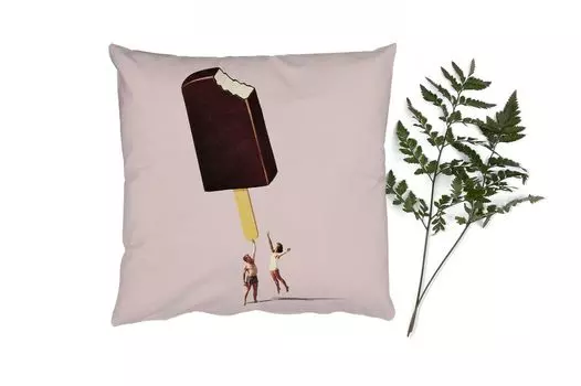 MuchoWow Декоративная подушка Диванная подушка Декоративная подушка для гостиной 40 x 40 см Мороженое - Шоколад - Пастель - Винтаж - Чехлы на диванные подушки - без наполнителя