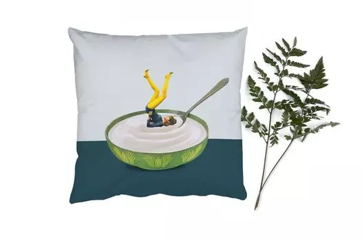 MuchoWow Декоративная подушка Диванная подушка Декоративная подушка для гостиной 60 x 60 см Йогурт - Йога - Ретро - Чехлы на подушки - Хлопчатобумажная ткань - Декоративные наволочки