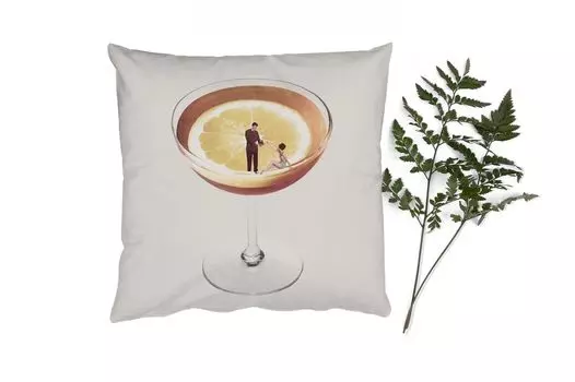 MuchoWow Декоративная подушка Диванная подушка Декоративная подушка для гостиной 60 x 60 см Алкоголь - Винтаж - Ликер - Наволочка - Хлопчатобумажная ткань - Декоративные наволочки