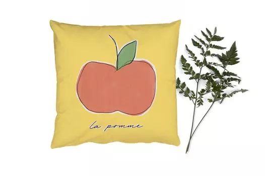 MuchoWow Декоративная подушка Диванная подушка Декоративная подушка для гостиной 45 x 45 см Яблоко - Фрукты - Текст - Чехлы на подушки - Декоративные чехлы на подушки - Декоративные наволочки