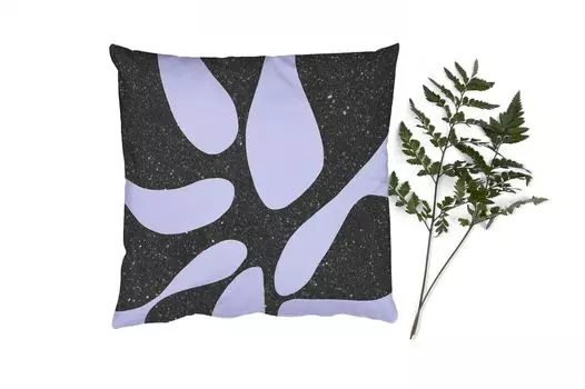 MuchoWow Декоративная подушка Диванная подушка Декоративная подушка для гостиной 45 x 45 см Растение - Черный - Минимализм - Чехлы для подушек - Декоративные чехлы для подушек - Декоративные чехлы для подушек