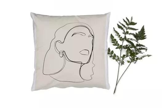 MuchoWow Декоративная подушка Диванная подушка Декоративная подушка для гостиной 45 x 45 см Женщины - Штриховой рисунок - Текст - Цитаты - Чехлы для подушек - Декоративные чехлы для подушек - Декоративные чехлы для подушек
