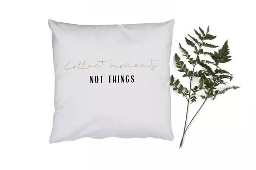 MuchoWow Декоративная подушка Диванная подушка Декоративная подушка для гостиной 45 x 45 см Текст - Собирайте моменты, а не вещи - Цитаты - Чехлы для подушек - Декоративные чехлы для подушек - Декоративные чехлы для подушек