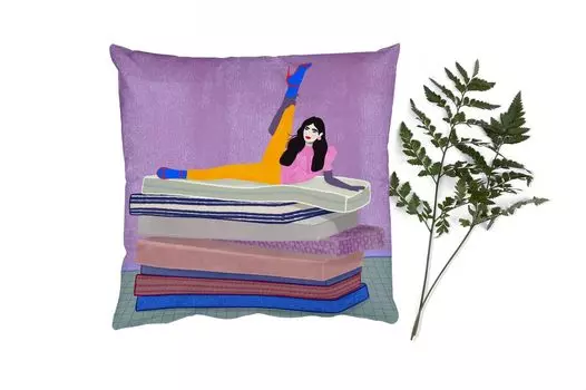 MuchoWow Декоративная подушка Диванная подушка Декоративная подушка для гостиной 50 x 50 см Женщина - Винтаж - Пастель - Наволочки - Украшение - Спальня