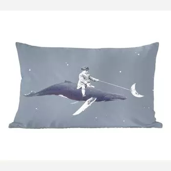 MuchoWow Декоративная подушка Диванная подушка Декоративная подушка для гостиной 60 x 40 см Космос - Мальчик - Луна - Кит - Чехлы для подушек - Декоративные чехлы для подушек - Декоративные чехлы для подушек, мультиколор