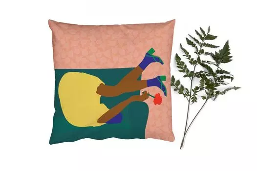 MuchoWow Декоративная подушка Диванная подушка Декоративная подушка для гостиной 40 x 40 см Женщина - Цветы - Ретро - Чехлы на диванные подушки - без наполнителя