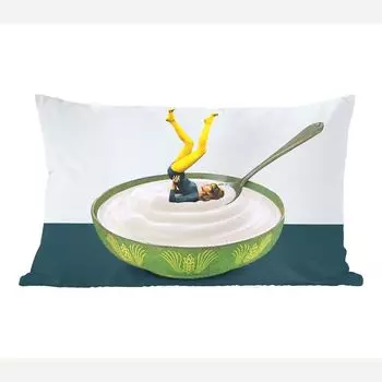 MuchoWow Декоративная подушка Диванная подушка Декоративная подушка для гостиной 50 x 30 см Йогурт - Йога - Ретро - Чехлы на диванные подушки - без наполнителя, мультиколор