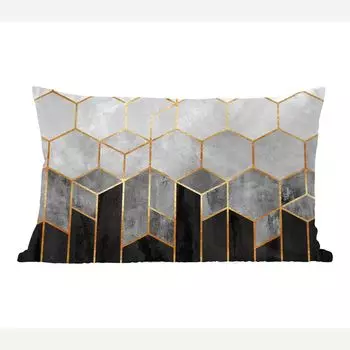 MuchoWow Декоративная подушка Диванная подушка Декоративная подушка для гостиной 60 x 40 см Золото - Шестиугольник - Шик - Узор - Роскошь - Чехлы на подушки - Декоративные чехлы на подушки - Декоративные чехлы на подушки