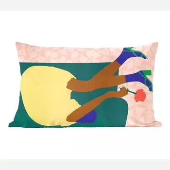 MuchoWow Декоративная подушка Диванная подушка Декоративная подушка для гостиной 50 x 30 см Женщина - Цветы - Ретро - Чехлы на диванные подушки - без наполнителя