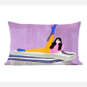 MuchoWow Декоративная подушка Диванная подушка Декоративная подушка для гостиной 50 x 30 см Женщина - Винтаж - Пастель - Чехлы на диванные подушки - без наполнителя, мультиколор