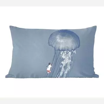 MuchoWow Декоративная подушка Диванная подушка Декоративная подушка для гостиной 60 x 40 см Дети - Медузы - Морские существа - Винтаж - Чехлы для подушек - Декоративные чехлы для подушек - Декоративные чехлы для подушек, мультиколор