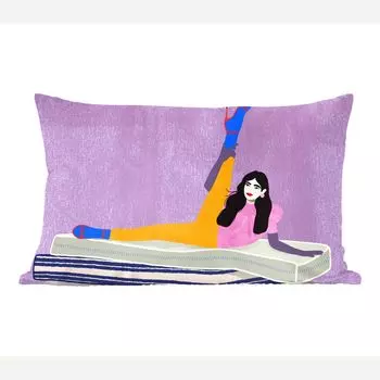 MuchoWow Декоративная подушка Диванная подушка Декоративная подушка для гостиной 50 x 30 см Женщина - Винтаж - Пастель - Чехлы на диванные подушки - без наполнителя, мультиколор